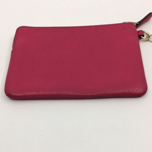 Coach F54626 Leather Corner Zip Wristlet Bright Barbie Pink Cross Grain Leather - Picture 6 of 16